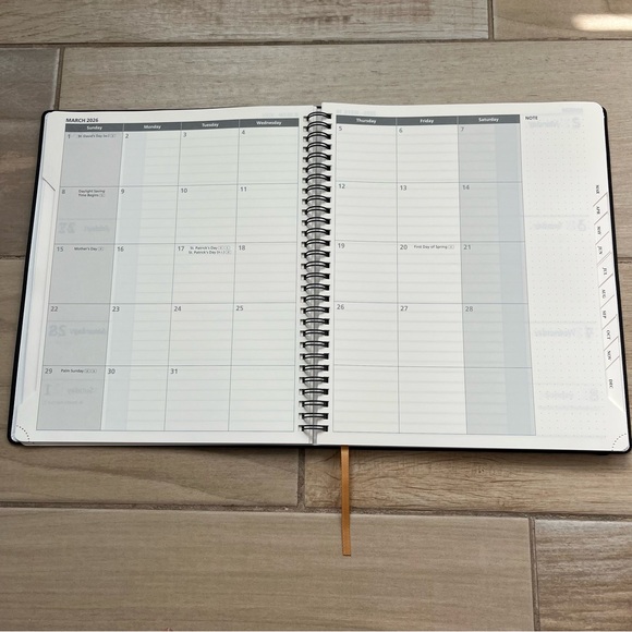 Poprun Softcover 2026 Weekly Monthly Planner Stationary Black Pebbled Academia - Picture 13 of 14